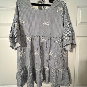 Striped Blue and White Women's Top